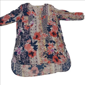 Fig & Flower Floral Print Women's Tunic Top Size XL